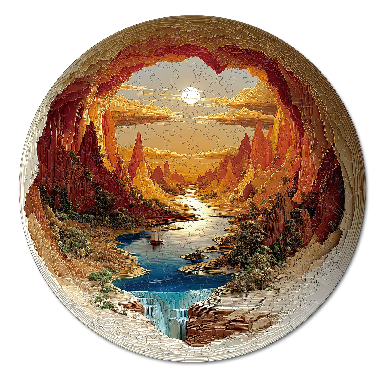 kaayee-wooden-puzzle-the-sunlit-hollow-holzpuzzle-medium-bunt image 1
