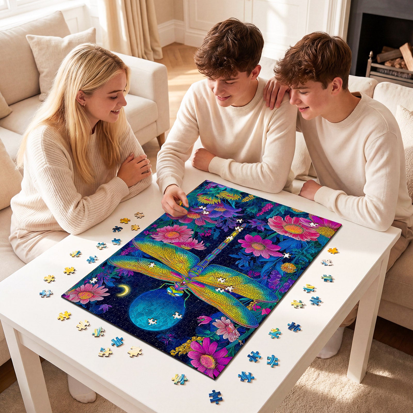 kaayee-cardboard-moonlit-dragonfly-1000-teile-puzzle-eco-white-board image 4
