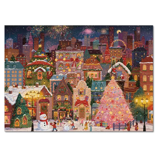kaayee-wooden-puzzle-christmas-fireworks-town-small-stadt image 1
