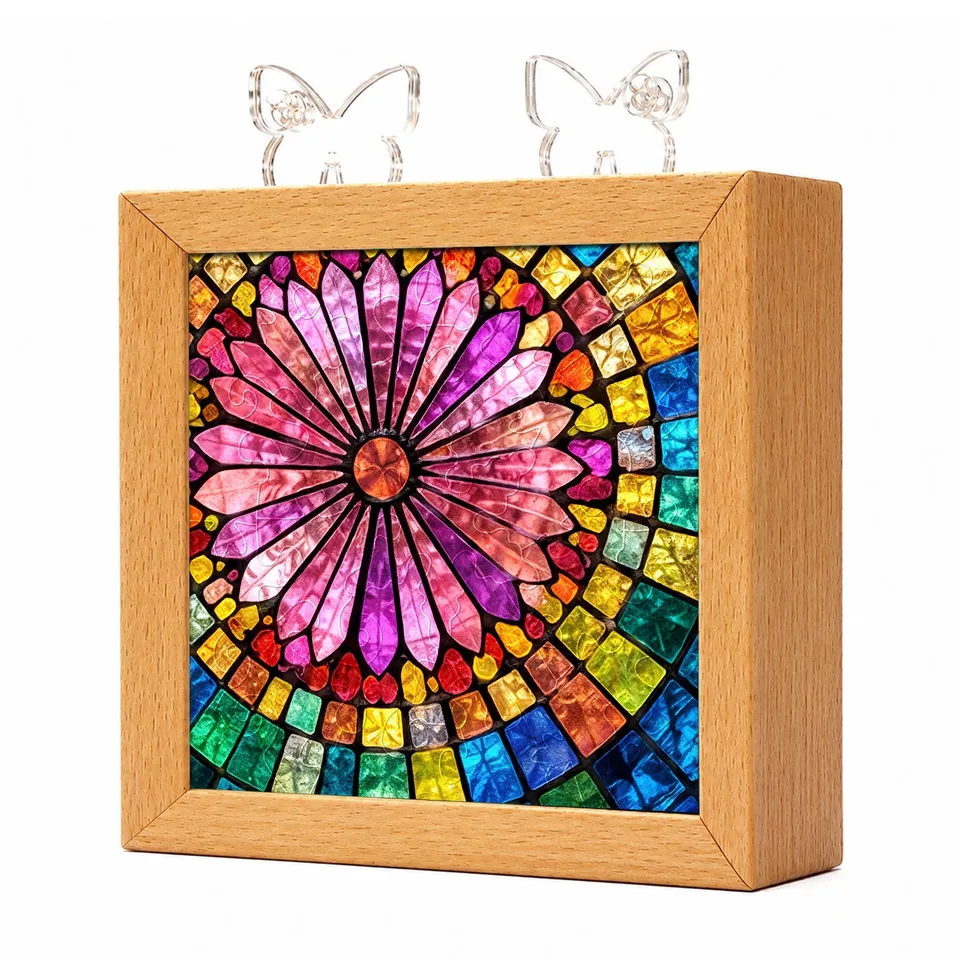 kaayee-aurora-bloom-acryl-puzzle-nachtlicht-holzrahmen image 1