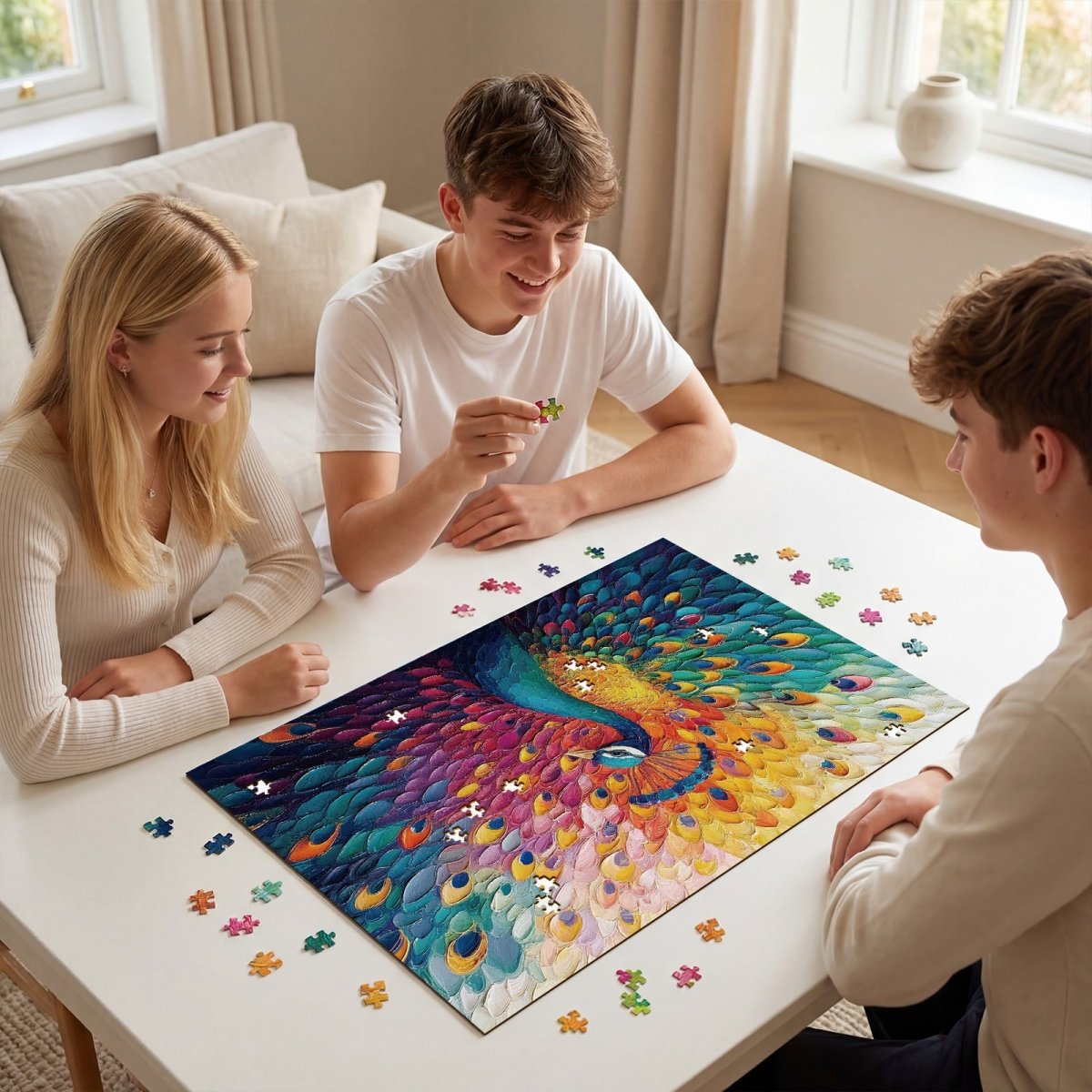 kaayee-cardboard-puzzle-peacock-1000-teile-eco-white-board image 4