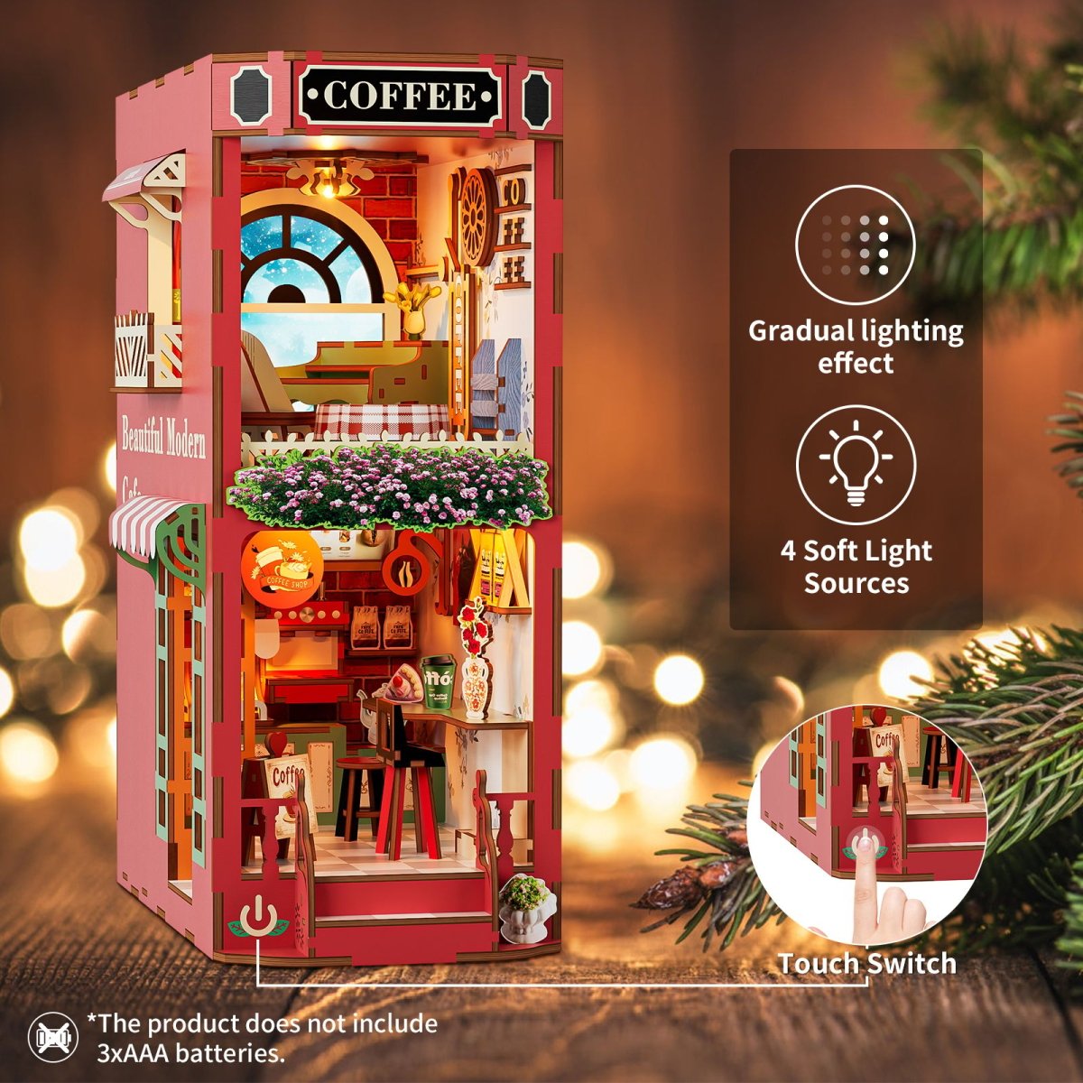 kaayee-book-nook-kit-coffee-shop-3d-puzzle-mit-licht image 3