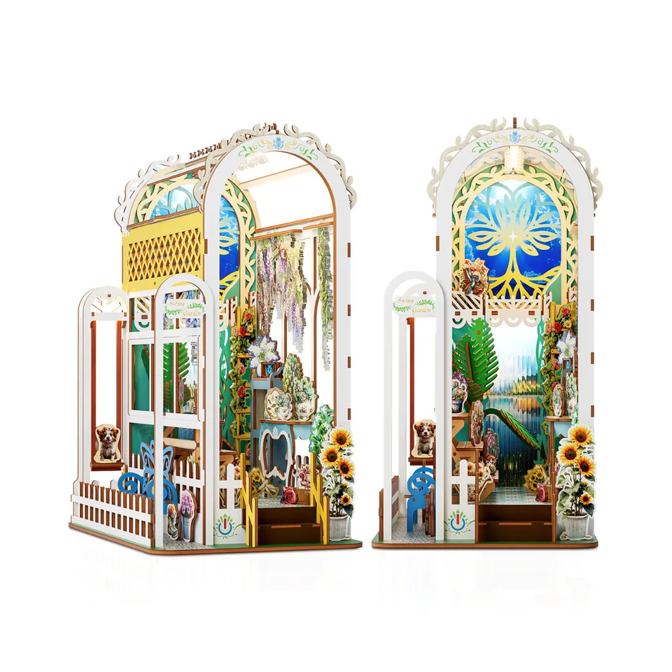 kaayee-book-nook-kit-swing-garden-3d-holzpuzzle-mit-led image 1